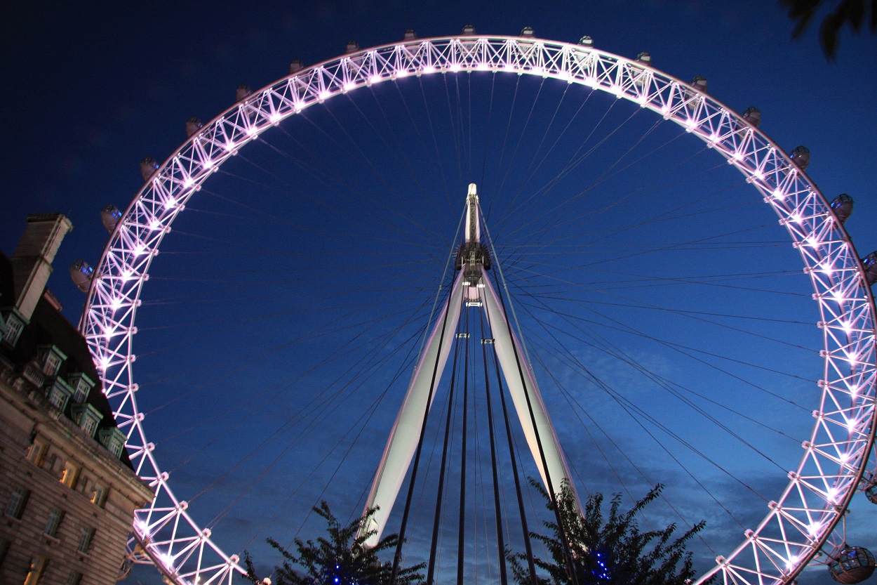 millenium wheel lights up a night